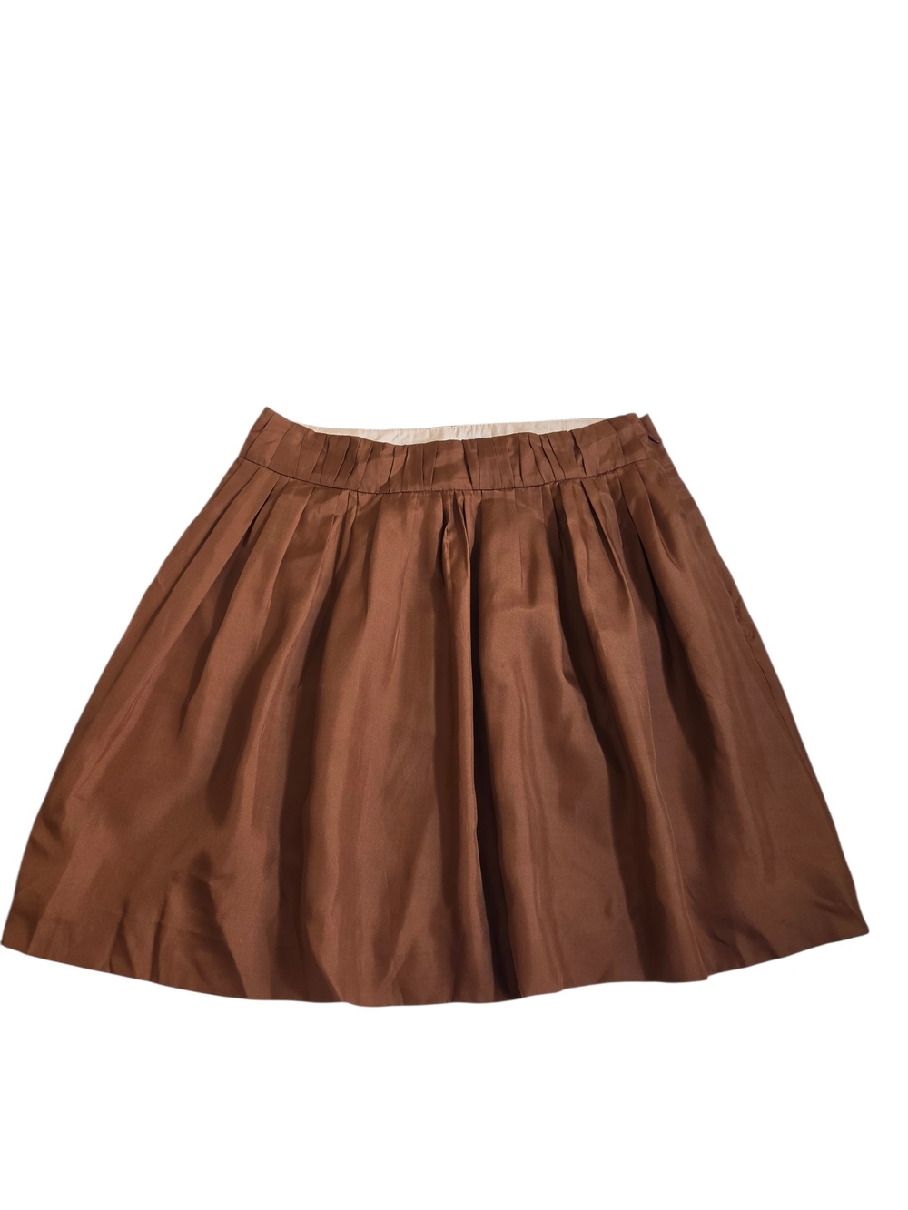 J.Crew 100% Silk Pleated A-Line Skirt Brown Size 4 Fully Lined